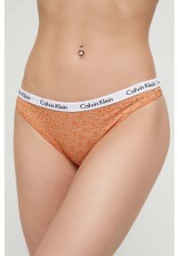 Calvin Klein Underwear brazyliany kolor brązowy z koronki. Kolor: brązowy. Materiał: koronka. Wzór: koronka