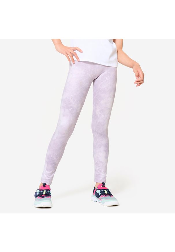 Decathlon - Legginsy dziecięce Domyos. Kolor: fioletowy. Materiał: poliester, elastan, materiał. Styl: sportowy