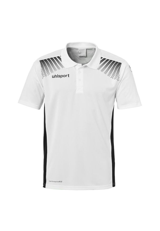 UHLSPORT - Koszulka polo dla dzieci Uhlsport Goal. Typ kołnierza: polo. Kolor: biały, wielokolorowy, czarny. Materiał: materiał. Styl: elegancki