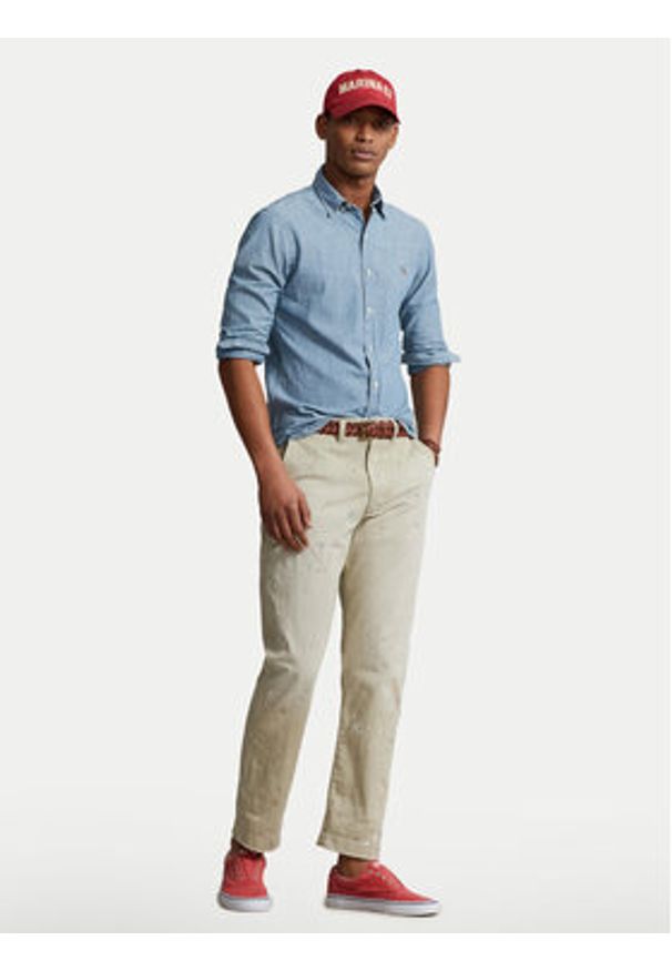 Polo Ralph Lauren Koszula Core Replen 710548538 Niebieski Slim Fit. Typ kołnierza: polo. Kolor: niebieski. Materiał: bawełna