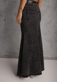 Renee - Czarna Spódnica Syrenka z Bawełny Jeansowa High Waist z Paskiem Appala. Okazja: na co dzień. Stan: podwyższony. Kolor: czarny. Materiał: bawełna, jeans. Styl: casual, elegancki #7