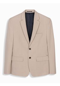 Ombre Clothing - Elegancka męska marynarka SLIM FIT z rayonem – beżowa V2 - Rozmiar: L. Kolor: beżowy. Materiał: tkanina, poliester, materiał. Wzór: ze splotem. Styl: elegancki #9