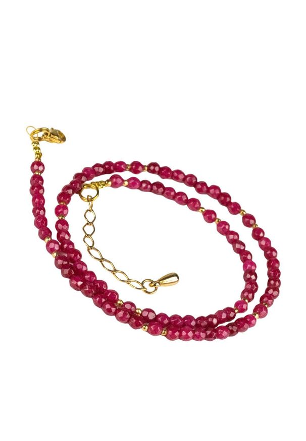 Samba Gems - RIO Naszyjnik rubelity delikatny srebro pozłacane. Materiał: srebrne, pozłacane. Kamień szlachetny: kwarc, hematyt