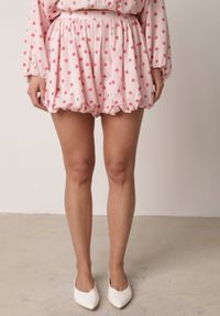 Born2be - Różowe Szorty z Bawełną i Wiskozą o Kroju Bombki w Kropki Haros. Okazja: na co dzień. Kolor: różowy. Materiał: wiskoza, bawełna. Wzór: kropki. Styl: elegancki, casual #2