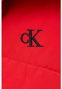 Calvin Klein Jeans kurtka damska kolor czerwony zimowa. Kolor: czerwony. Materiał: futro, materiał. Sezon: zima #3
