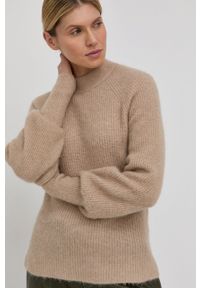 Notes du Nord Sweter wełniany Babette damski kolor beżowy ciepły. Kolor: beżowy. Materiał: wełna. Długość rękawa: raglanowy rękaw