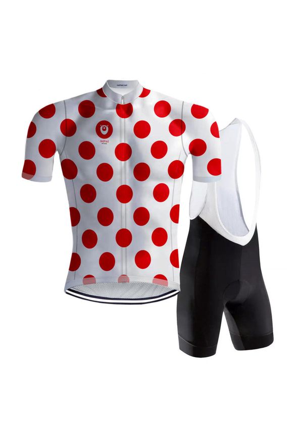 Strój rowerowy retro w kropki - REDTED. Kolor: czerwony, wielokolorowy. Materiał: poliester. Wzór: kropki