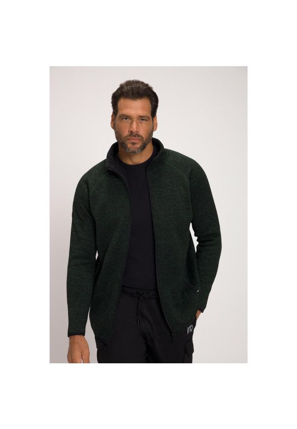 JAY-PI - Męska Bluza rozpinana z dzianiny i polaru. Kolekcja: plus size. Kolor: zielony. Materiał: poliester, materiał. Sport: turystyka piesza