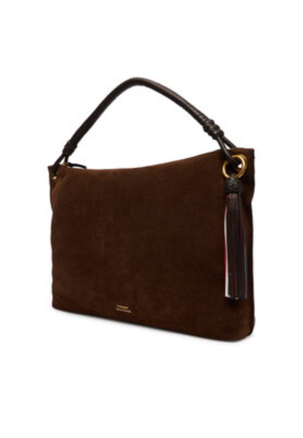 TOMMY HILFIGER - Tommy Hilfiger Torebka Th Statement Leather Bag Suede AW0AW18402 Brązowy. Kolor: brązowy. Materiał: skórzane