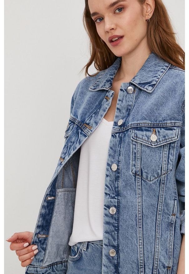 Vero Moda Kurtka jeansowa przejściowa. Okazja: na co dzień. Kolor: niebieski. Materiał: jeans. Styl: casual