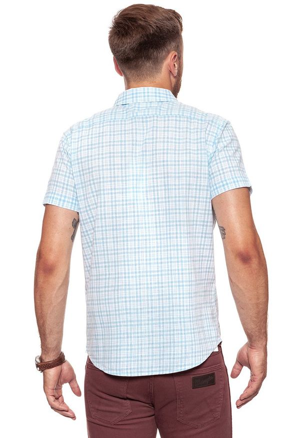 Wrangler - KOSZULA WRANGLER SS 1PKT SHIRT CERULEAN W5881OPVT 112129597. Materiał: bawełna. Styl: klasyczny