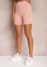 Renee - Różowe Szorty Kolarki High Waist z Efektem Push Up Pielara. Okazja: na co dzień. Stan: podwyższony. Kolor: różowy. Długość: krótkie. Sezon: lato. Styl: sportowy, elegancki, casual #3