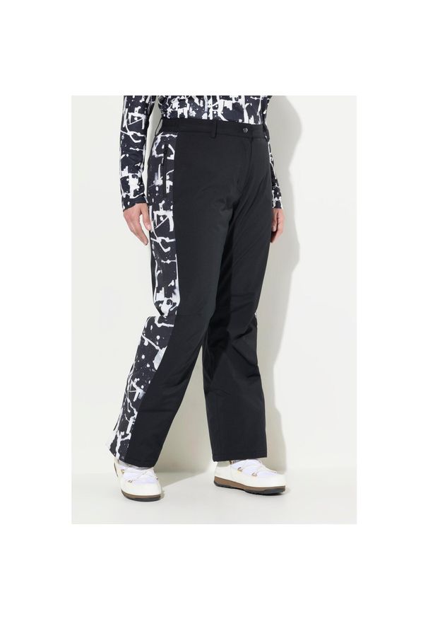 ULLA POPKEN - Damskie Spodnie funkcyjne HYPRAR wodoodporne paski na rzep osłona przeciwśnieżna. Kolekcja: plus size. Kolor: czarny. Materiał: poliester, materiał, elastan. Wzór: paski. Sezon: zima. Sport: narciarstwo