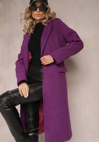 Renee - Fioletowy Taliowany Płaszcz z Wiązanym Paskiem Seraphique. Kolor: fioletowy. Materiał: materiał #2