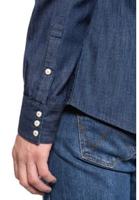 Wrangler - KOSZULA JEANSOWA MĘSKA WRANGLER L/S WESTERN SHIRT DARK INDIGO W5870O61E. Materiał: jeans. Długość rękawa: długi rękaw. Długość: długie. Wzór: jednolity. Styl: elegancki #8