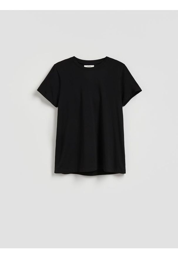 Reserved - Bawełniany t-shirt - czarny. Kolor: czarny. Materiał: bawełna