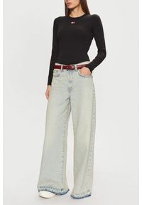 Tommy Jeans - TOMMY JEANS Czarny longsleeve damski, Rozmiar M. Kolor: czarny. Długość rękawa: długi rękaw