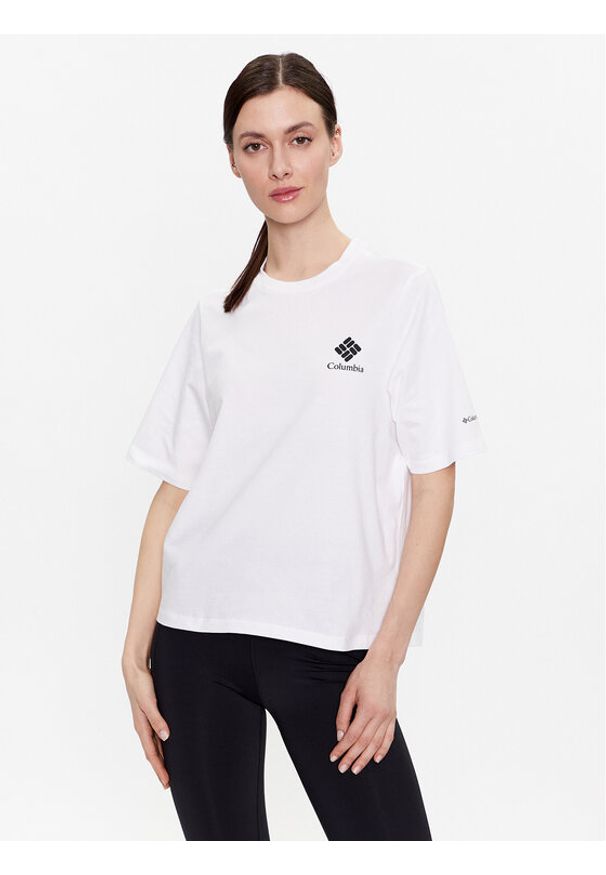 columbia - Columbia T-Shirt North Casades 1992085 Biały Relaxed Fit. Kolor: biały. Materiał: bawełna