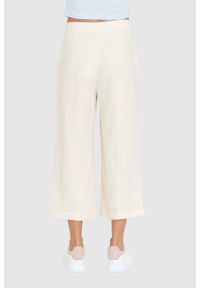 Guess - GUESS Kremowe lniane spodnie damskie. Kolor: kremowy. Materiał: len #3