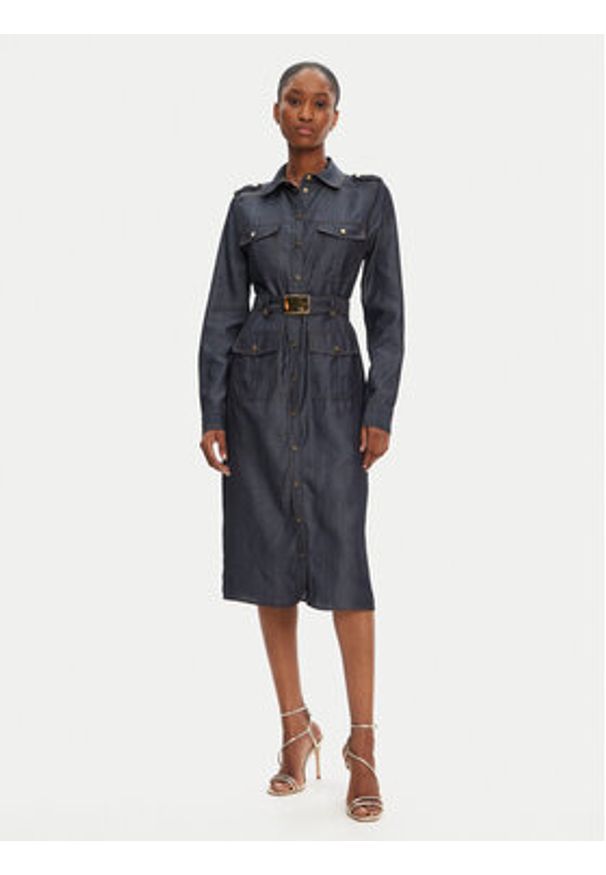 Marciano Guess Sukienka codzienna 5GGK05 7295A Granatowy Regular Fit. Okazja: na co dzień. Kolor: niebieski. Materiał: lyocell. Typ sukienki: proste. Styl: casual