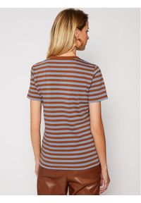 Tory Burch T-Shirt Striped Logo 63871 Brązowy Regular Fit. Kolor: brązowy. Materiał: bawełna #5