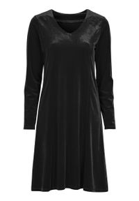 Cellbes - Sukienka z aksamitu. Typ kołnierza: dekolt w kształcie V. Kolor: czarny. Materiał: jersey. Długość rękawa: długi rękaw. Styl: elegancki #4