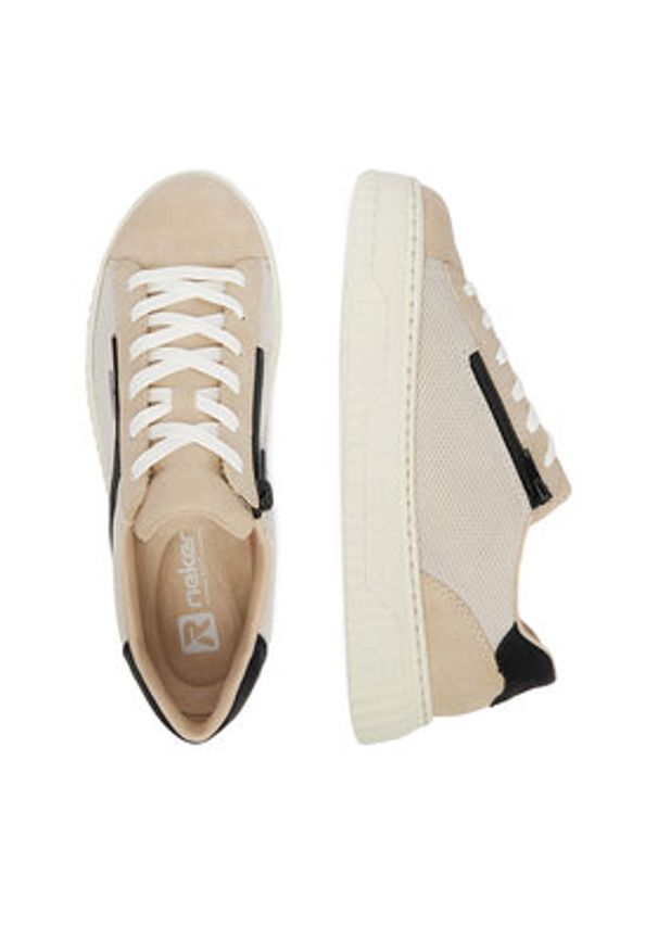 Rieker Sneakersy N9900-60 Beżowy. Kolor: beżowy. Materiał: materiał