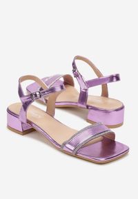 Born2be - Fioletowe Sandały na Niskim Słupku z Cyrkoniami Neomena. Okazja: na co dzień. Kolor: fioletowy. Obcas: na słupku. Styl: casual, elegancki #3
