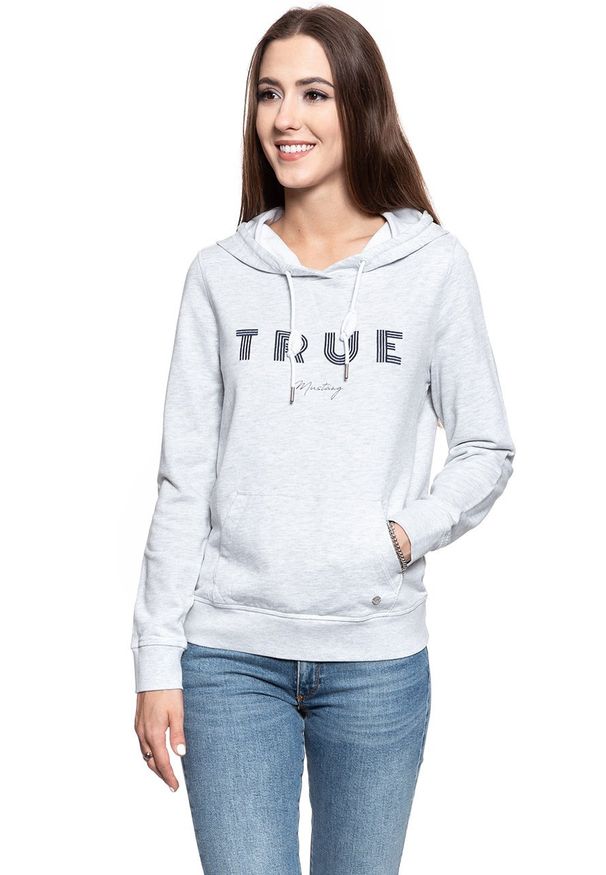 Mustang - BLUZA MUSTANG Bella H Embroidery Light grey melange 1008016 4141. Wzór: nadruk