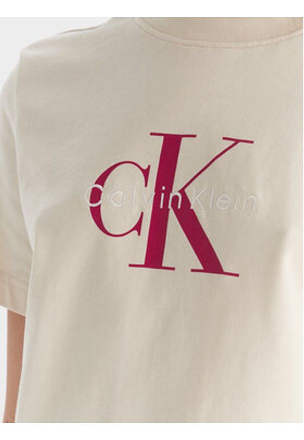 Calvin Klein Jeans T-Shirt Hero LV047B865G Beżowy Regular Fit. Kolor: beżowy. Materiał: bawełna