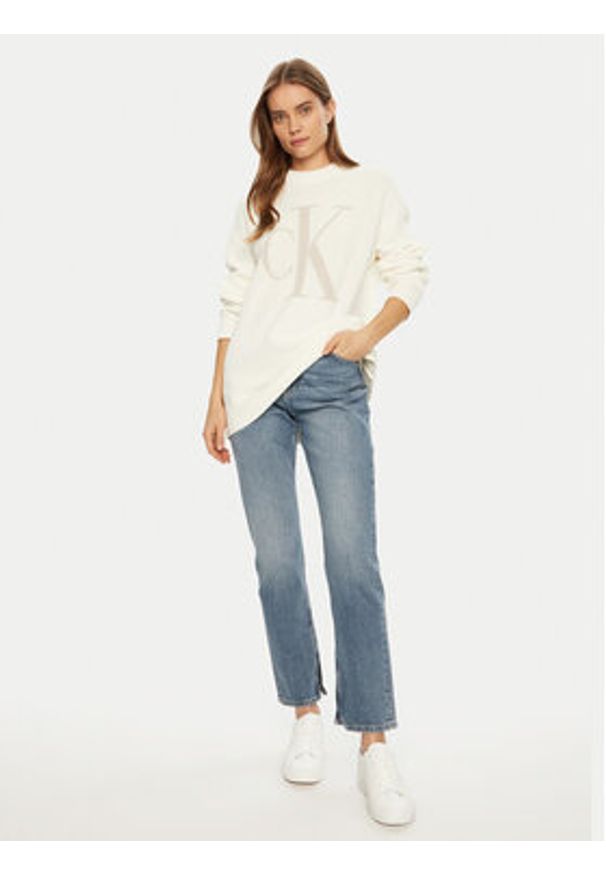 Calvin Klein Jeans Sweter Intrasia J20J224799 Écru Relaxed Fit. Materiał: bawełna