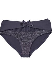bonprix - Figi panty. Kolor: niebieski. Materiał: bawełna, poliamid, koronka. Wzór: koronka
