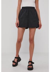 Vero Moda Szorty damskie kolor czarny gładkie high waist. Okazja: na co dzień. Stan: podwyższony. Kolor: czarny. Materiał: tkanina, poliester. Wzór: gładki. Styl: casual #3