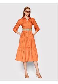 Liu Jo Sukienka koszulowa WA2401 T4883 Pomarańczowy Regular Fit. Kolor: pomarańczowy. Materiał: bawełna. Typ sukienki: koszulowe