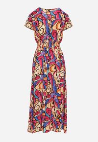 Born2be - Różowa Bawełniana Sukienka z Abstrakcyjnym Wzorem Emilisse. Okazja: na co dzień. Kolor: różowy. Materiał: bawełna. Styl: casual, klasyczny #6