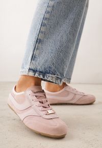 Renee - Różowe Sneakersy Klasyczne Tenisówki z Zamszu Naturalnego Talanashta. Okazja: na co dzień. Kolor: różowy. Materiał: zamsz #3