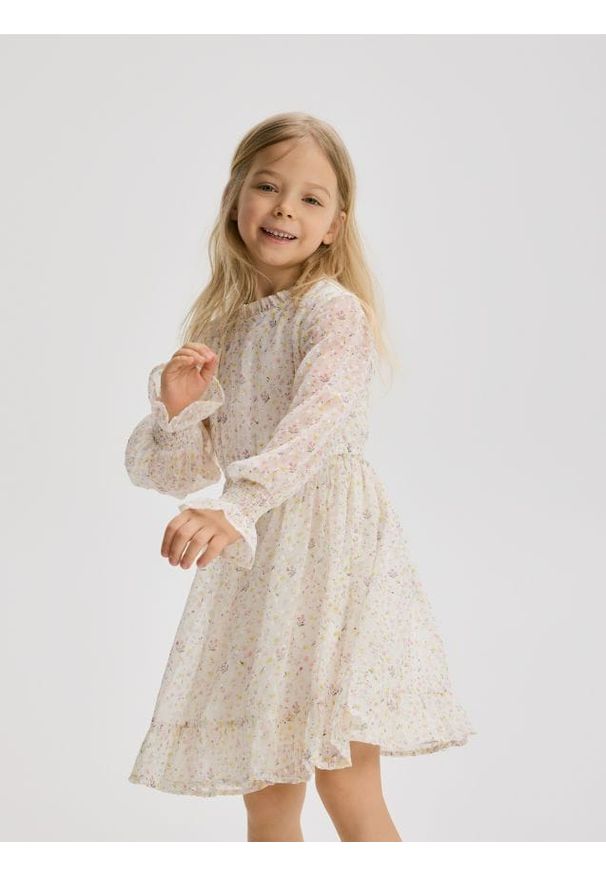 Reserved - Sukienka we wzory - złamana biel. Materiał: tkanina