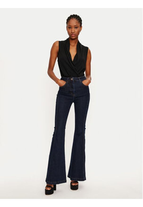 Rinascimento Jeansy 1000768864325 Granatowy Wide Leg. Kolor: niebieski