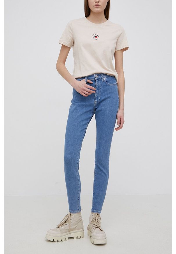 Tommy Jeans jeansy SYLVIA CE619 DW0DW12022.PPYY damskie high waist. Stan: podwyższony. Kolor: niebieski