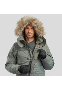 quechua - Parka turystyczna męska zimowa Quechua SH500 Ultra-Warm -20°C wodoodporna. Typ kołnierza: kołnierzyk stójkowy. Kolor: wielokolorowy, brązowy, zielony. Materiał: syntetyk, futro. Sezon: zima