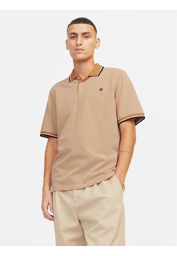 Jack & Jones - Jack&Jones Polo Bluwin 12169064 Pomarańczowy Regular Fit. Typ kołnierza: polo. Kolor: pomarańczowy. Materiał: syntetyk, bawełna