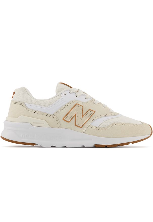 Buty New Balance CW997HLG – beżowe. Okazja: na co dzień. Kolor: beżowy. Materiał: dresówka, materiał, skóra, syntetyk. Szerokość cholewki: normalna
