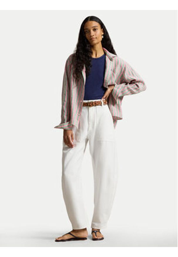 Polo Ralph Lauren Koszula 211935130501 Bordowy Relaxed Fit. Typ kołnierza: polo. Kolor: czerwony. Materiał: len