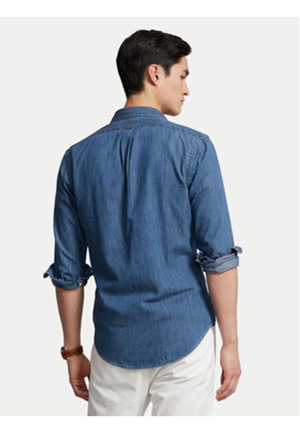 Polo Ralph Lauren Koszula Core Replen 710548539 Granatowy Slim Fit. Typ kołnierza: polo. Kolor: niebieski. Materiał: bawełna