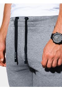 Ombre Clothing - Spodnie męskie dresowe joggery P919 - szary melanż - XXL. Kolor: szary. Materiał: dresówka. Wzór: melanż #3
