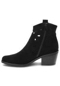 Czarne Botki S.Barski Modne Kowbojki Damskie. Kolor: czarny. Materiał: skóra ekologiczna, materiał. Szerokość cholewki: normalna. Styl: elegancki #4