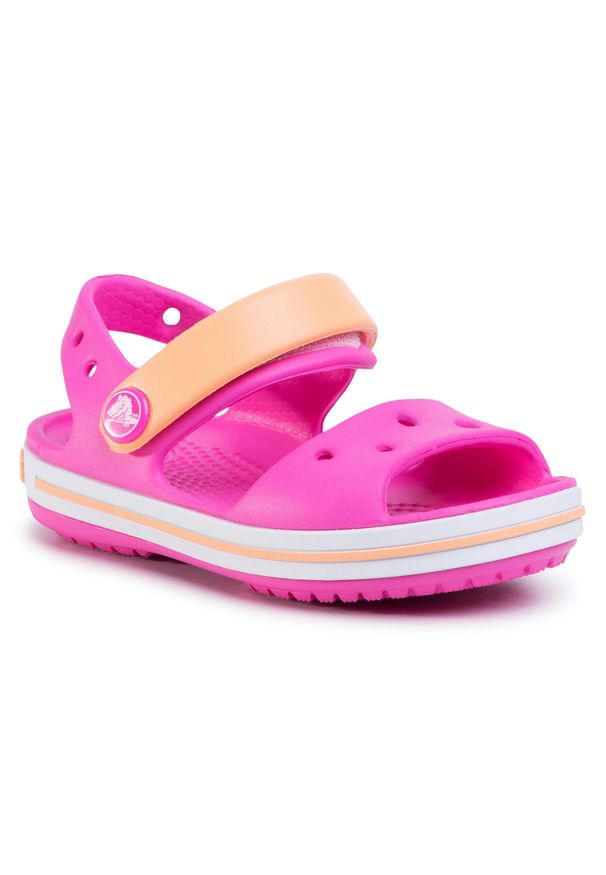 Crocs - Sandały CROCS - Crocband Sandal Kids 12856 Electric Pink/Cantaloupe. Kolor: różowy