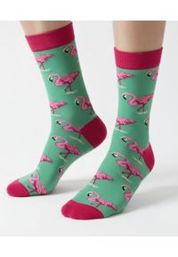 His Story - Tematyczne Skarpetki Bawełniane - Różowe Flamingi. Kolor: wielokolorowy. Materiał: elastan, bawełna, poliamid #3