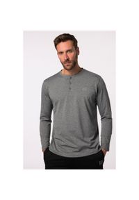 JAY-PI - Męska Funkcyjna koszulka henley FLEXNAMIC® trekking długi rękaw. Typ kołnierza: typu henley. Kolekcja: plus size. Kolor: szary. Materiał: poliester, materiał, elastan. Długość rękawa: długi rękaw. Długość: długie. Sport: turystyka piesza #1