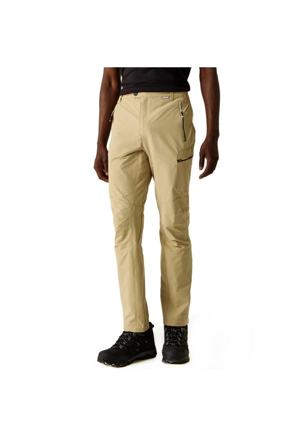 Regatta - Męskie spodnie trekkingowe Highton. Kolor: beżowy. Sezon: lato. Sport: turystyka piesza